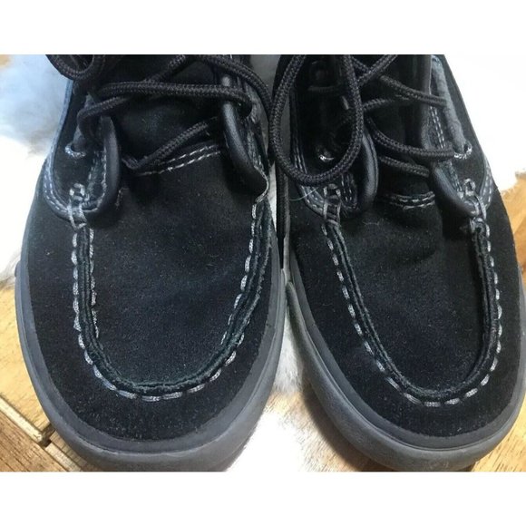 NAUTICA BOYS Youth ANKLE High Top BOOTS BLACK LEATHER LACE UP Boys Size 1 Shoes - Picture 6 of 8